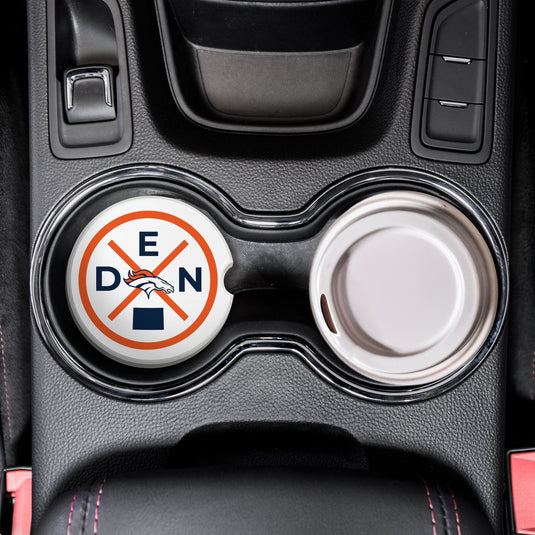 Fan Creations NFL Denver Broncos-Ceramic Car Coaster – Railroad Crossing Sign Design - 2 pack
