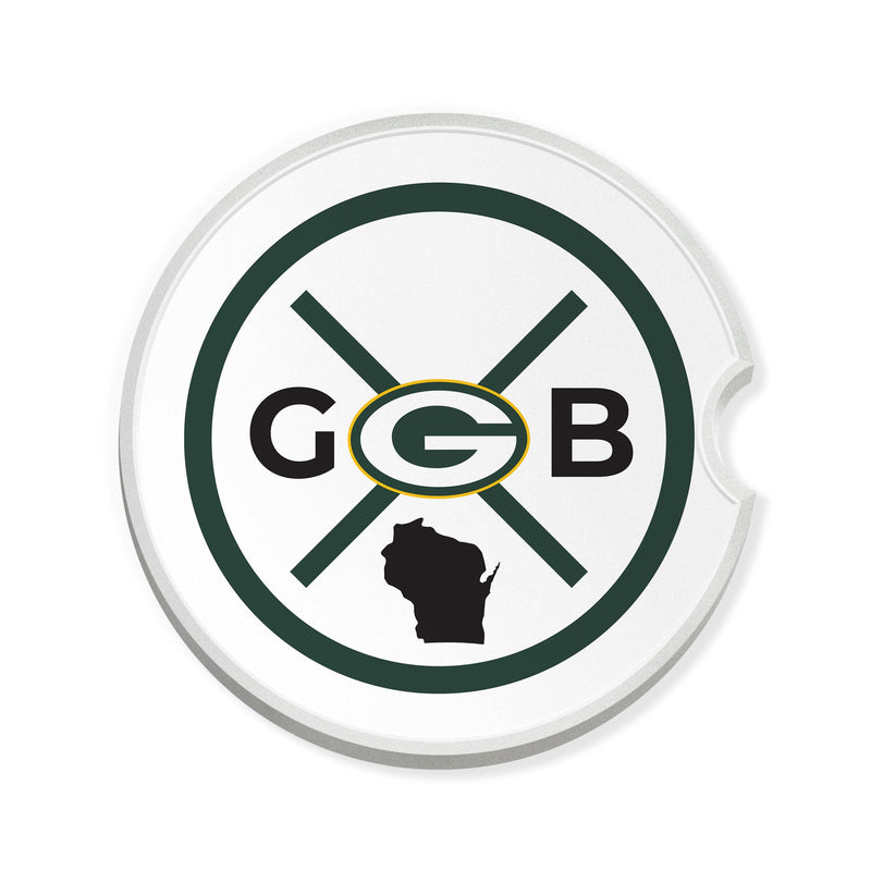 Load image into Gallery viewer, Fan Creations NFL Green Bay Packers-Ceramic Car Coaster – Railroad Crossing Sign Design - 2 pack
