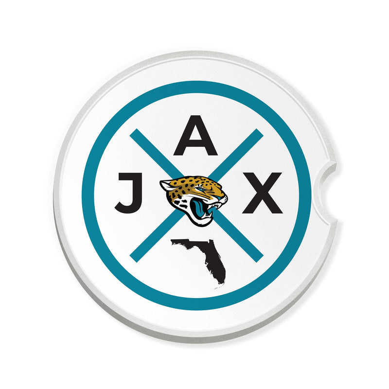 Load image into Gallery viewer, Fan Creations NFL Jacksonville Jaguars-Ceramic Car Coaster – Railroad Crossing Sign Design - 2 pack
