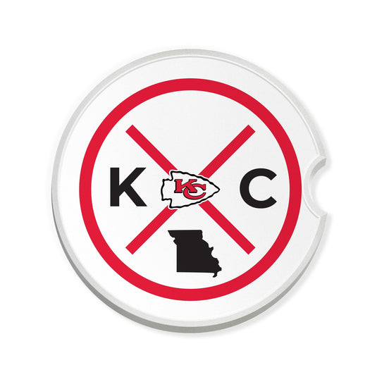 Fan Creations NFL Kansas City Chiefs-Ceramic Car Coaster – Railroad Crossing Sign Design - 2 pack