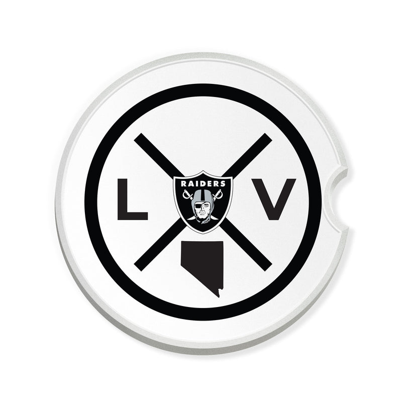Load image into Gallery viewer, Fan Creations NFL Las Vegas Raiders-Ceramic Car Coaster – Railroad Crossing Sign Design - 2 pack
