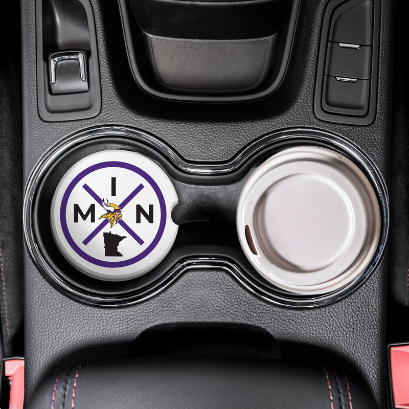 Load image into Gallery viewer, Fan Creations NFL Minnesota Vikings-Ceramic Car Coaster – Railroad Crossing Sign Design - 2 pack

