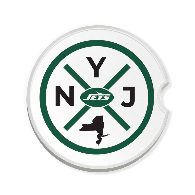Load image into Gallery viewer, Fan Creations NFL New York Jets-Ceramic Car Coaster – Railroad Crossing Sign Design - 2 pack
