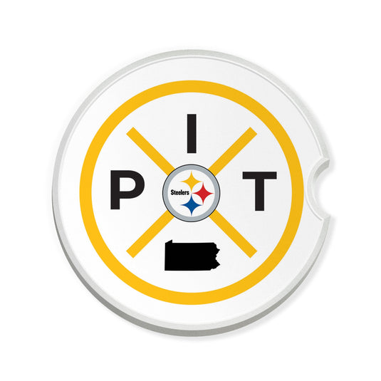 Fan Creations NFL Pittsburgh Steelers-Ceramic Car Coaster – Railroad Crossing Sign Design - 2 pack