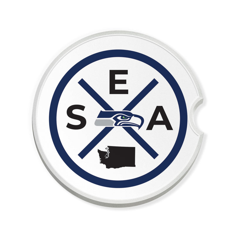 Load image into Gallery viewer, Fan Creations NFL Seattle Seahawks-Ceramic Car Coaster – Railroad Crossing Sign Design - 2 pack
