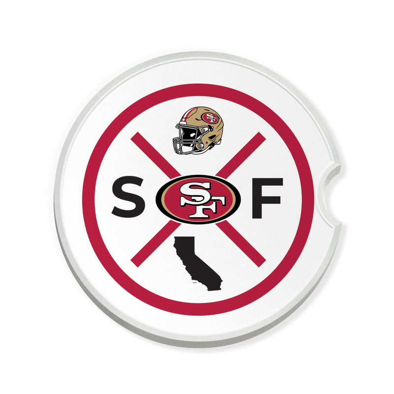 Load image into Gallery viewer, Fan Creations NFL San Francisco 49ers-Ceramic Car Coaster – Railroad Crossing Sign Design - 2 pack
