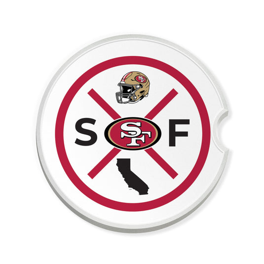 Fan Creations NFL San Francisco 49ers-Ceramic Car Coaster – Railroad Crossing Sign Design - 2 pack