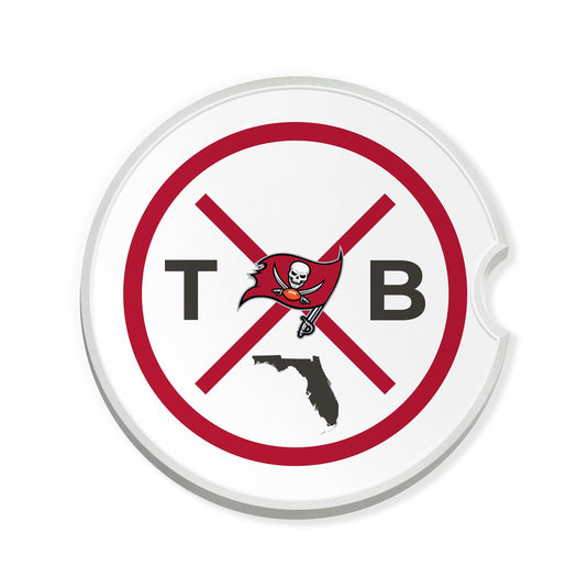 Fan Creations NFL Tampa Bay Buccaneers-Ceramic Car Coaster – Railroad Crossing Sign Design - 2 pack
