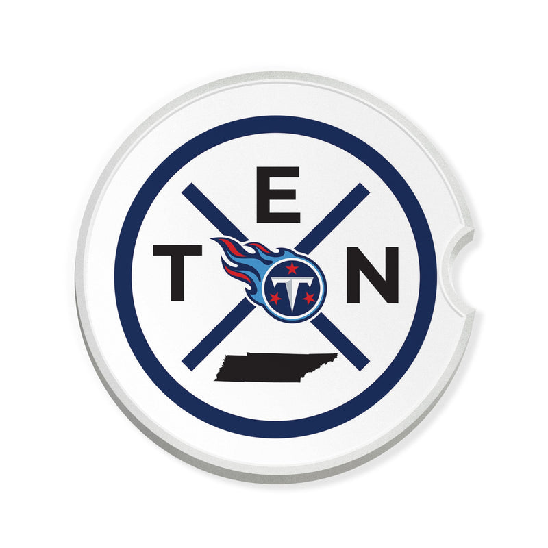Load image into Gallery viewer, Fan Creations NFL Tennessee Titans-Ceramic Car Coaster – Railroad Crossing Sign Design - 2 pack
