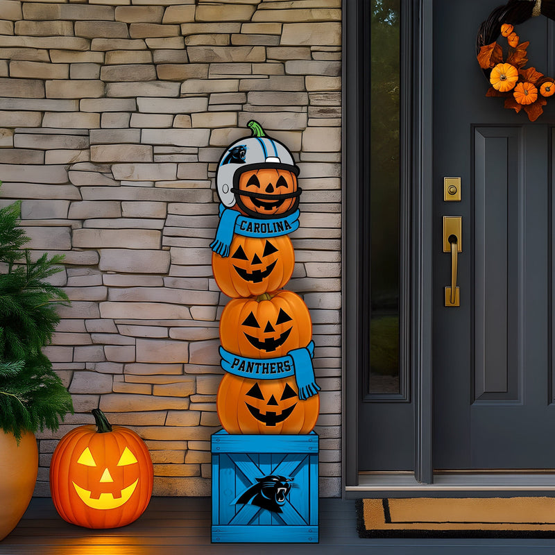 Load image into Gallery viewer, Fan Creations 46 inch NFL Carolina Panthers Stacked Pumpkin Leaner - Scarf
