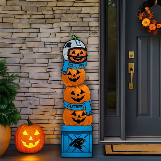 Fan Creations 46 inch NFL Carolina Panthers Stacked Pumpkin Leaner - Scarf