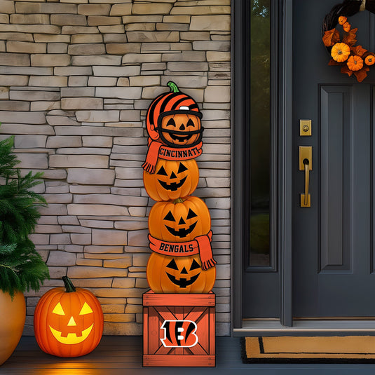 Fan Creations 46 inch NFL Cincinnati Bengals Stacked Pumpkin Leaner - Scarf