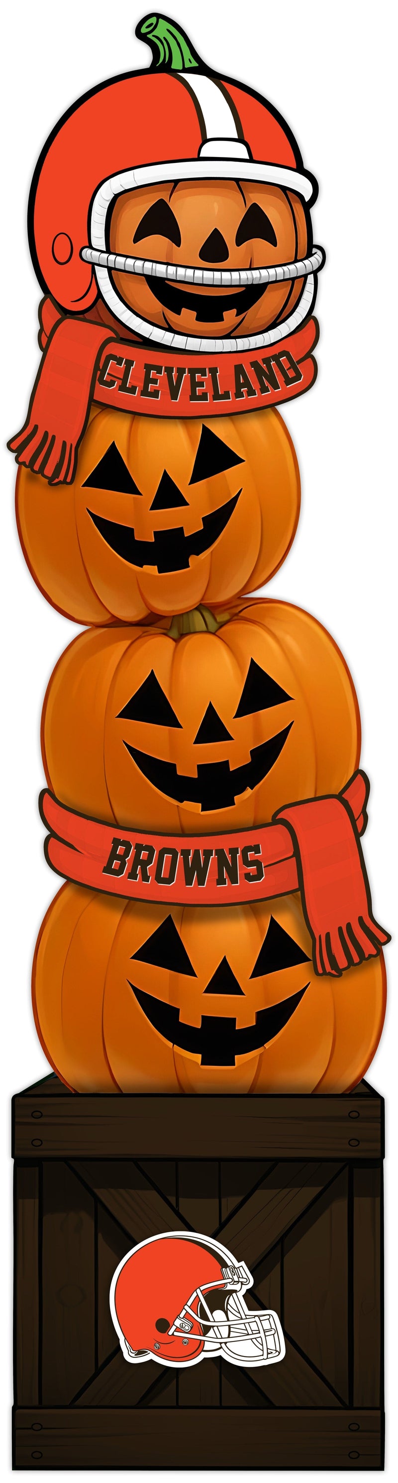Load image into Gallery viewer, Fan Creations 46 inch NFL Cleveland Browns Stacked Pumpkin Leaner - Scarf
