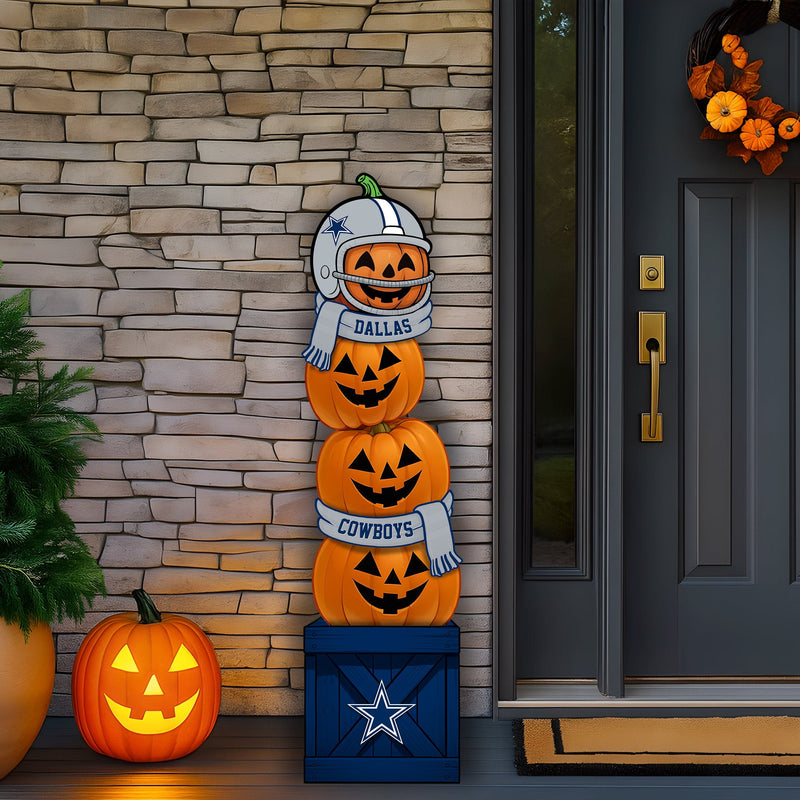 Load image into Gallery viewer, Fan Creations 46 inch NFL Dallas Cowboys Stacked Pumpkin Leaner - Scarf
