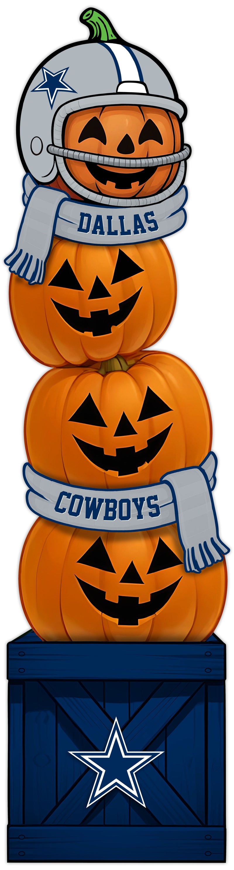 Load image into Gallery viewer, Fan Creations 46 inch NFL Dallas Cowboys Stacked Pumpkin Leaner - Scarf
