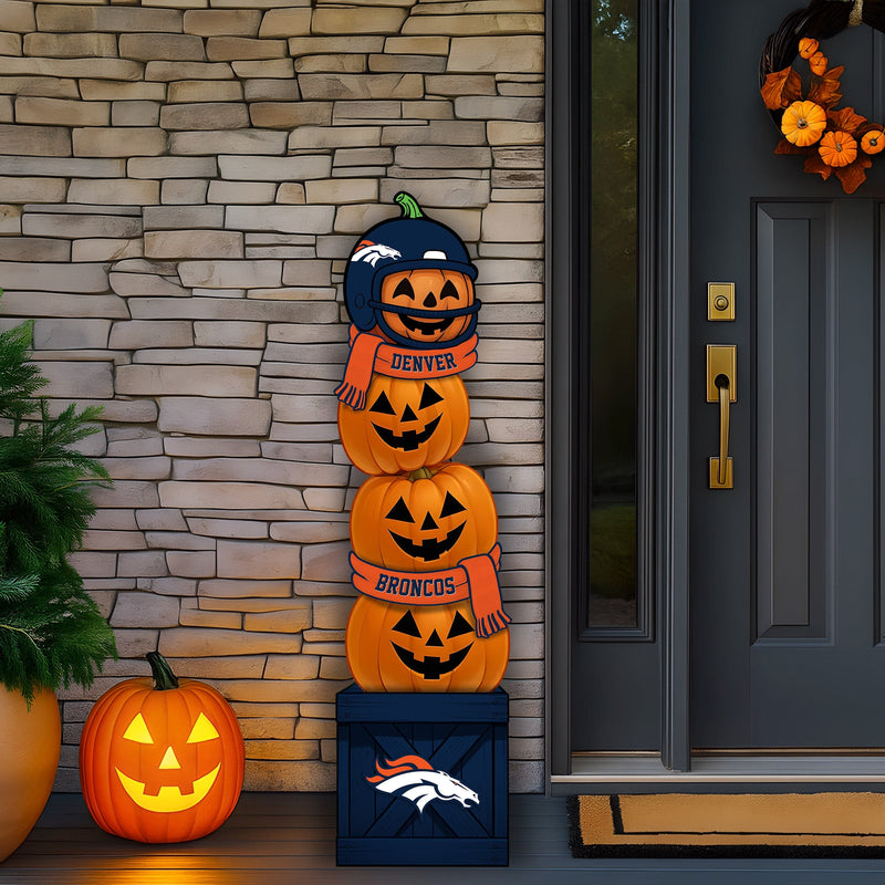 Load image into Gallery viewer, Fan Creations 46 inch NFL Denver Broncos Stacked Pumpkin Leaner - Scarf

