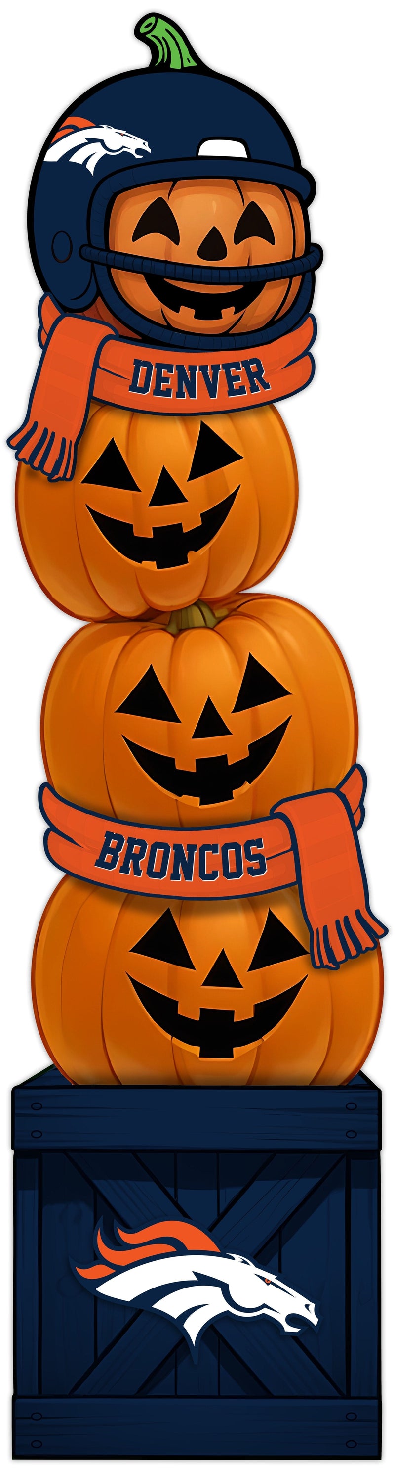Load image into Gallery viewer, Fan Creations 46 inch NFL Denver Broncos Stacked Pumpkin Leaner - Scarf
