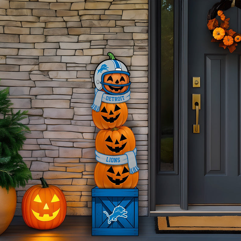 Load image into Gallery viewer, Fan Creations 46 inch NFL Detroit Lions Stacked Pumpkin Leaner - Scarf
