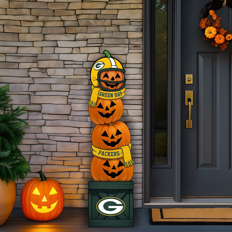Load image into Gallery viewer, Fan Creations 46 inch NFL Green Bay Packers Stacked Pumpkin Leaner - Scarf
