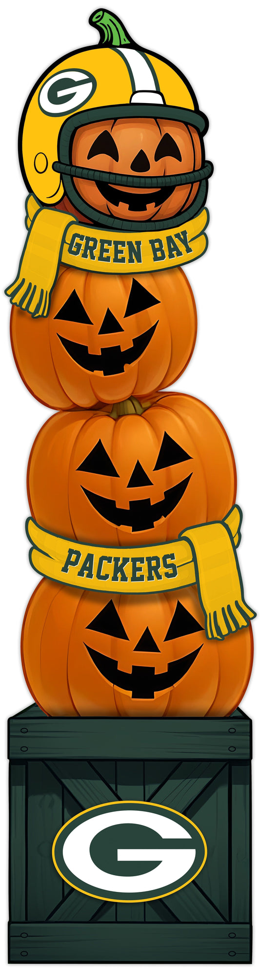 Fan Creations 46 inch NFL Green Bay Packers Stacked Pumpkin Leaner - Scarf