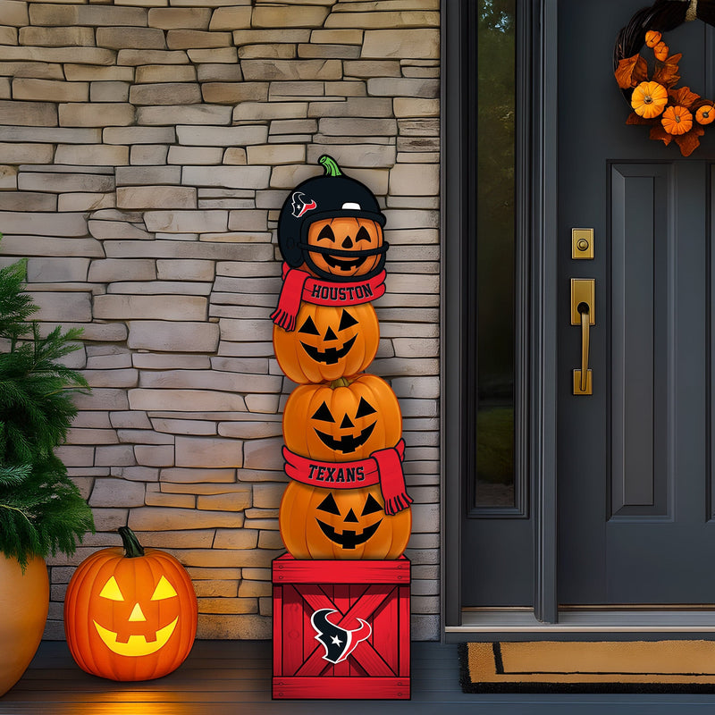 Load image into Gallery viewer, Fan Creations 46 inch NFL Houston Texans Stacked Pumpkin Leaner - Scarf
