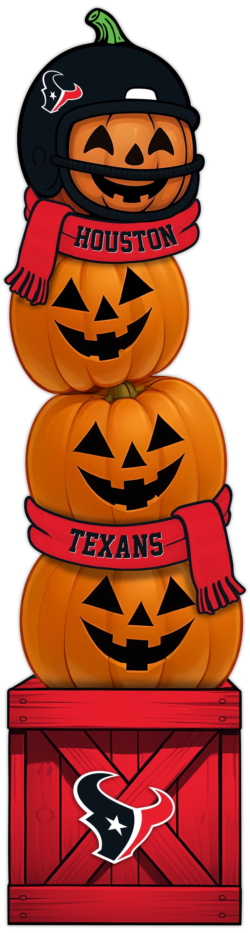 Load image into Gallery viewer, Fan Creations 46 inch NFL Houston Texans Stacked Pumpkin Leaner - Scarf
