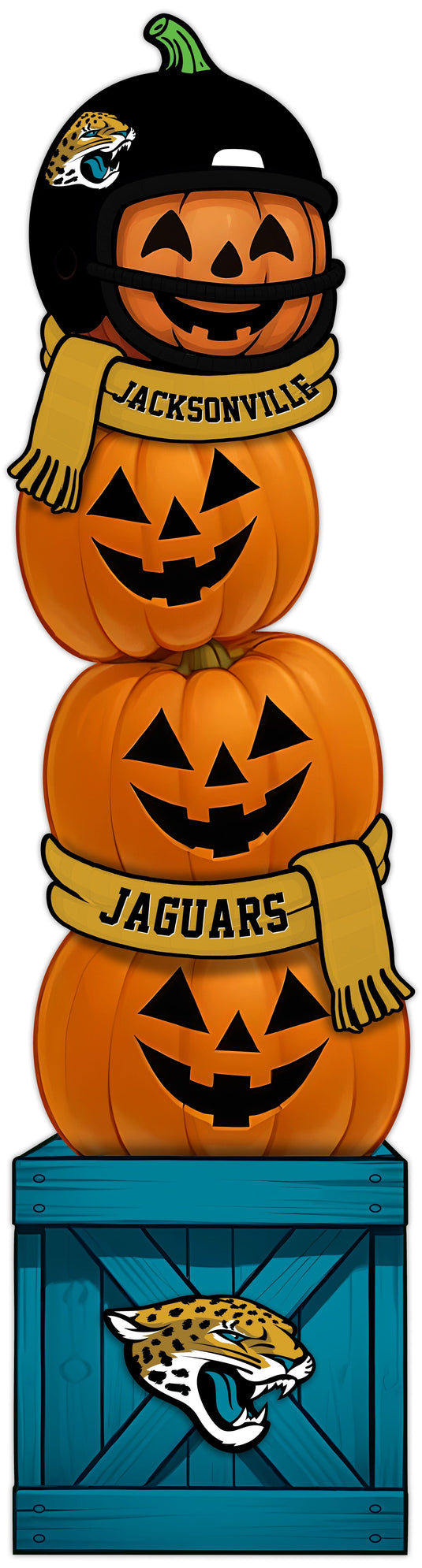 Fan Creations 46 inch NFL Jacksonville Jaguars Stacked Pumpkin Leaner - Scarf