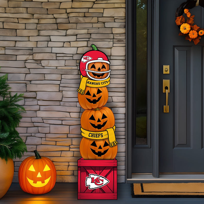 Load image into Gallery viewer, Fan Creations 46 inch NFL Kansas City Chiefs Stacked Pumpkin Leaner - Scarf
