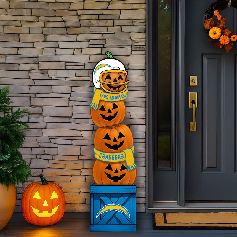Load image into Gallery viewer, Fan Creations 46 inch NFL Los Angeles Chargers Stacked Pumpkin Leaner - Scarf
