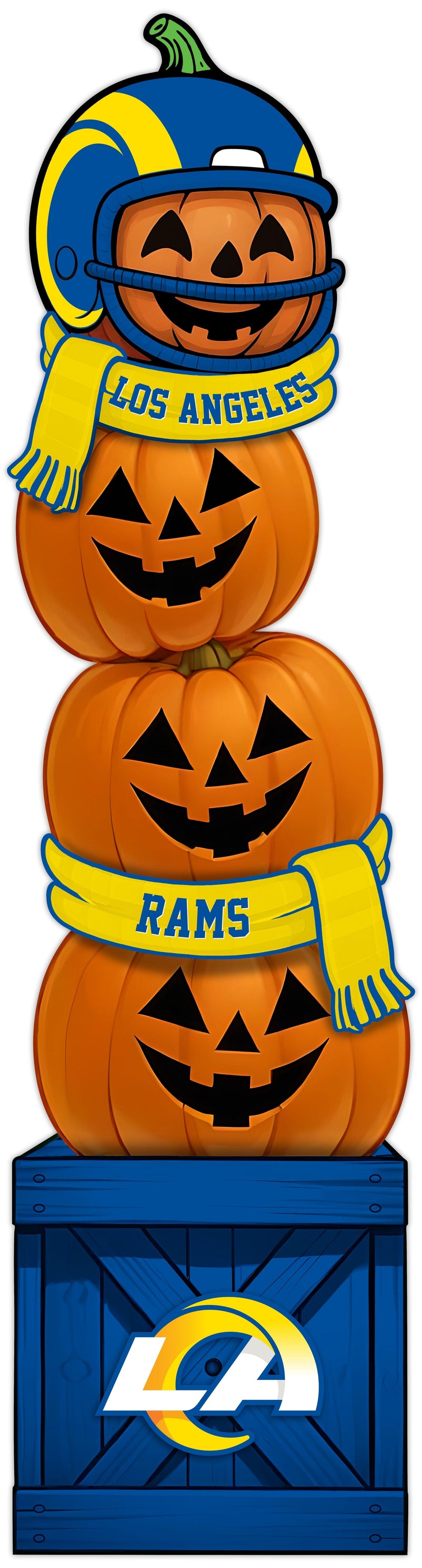 Load image into Gallery viewer, Fan Creations 46 inch NFL Los Angeles Rams Stacked Pumpkin Leaner - Scarf
