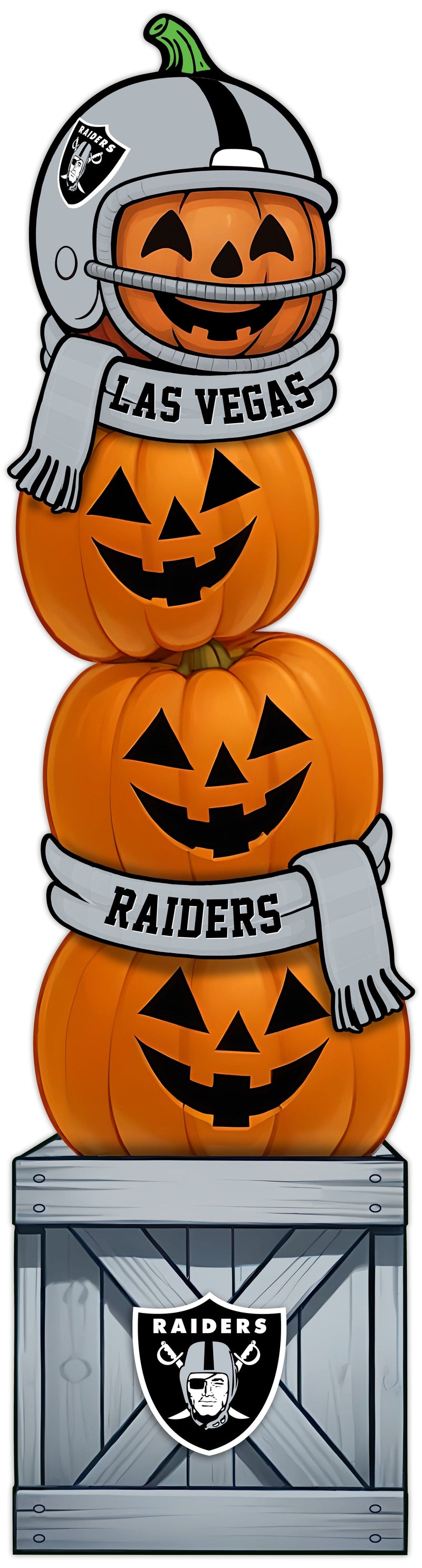 Load image into Gallery viewer, Fan Creations 46 inch NFL Las Vegas Raiders Stacked Pumpkin Leaner - Scarf
