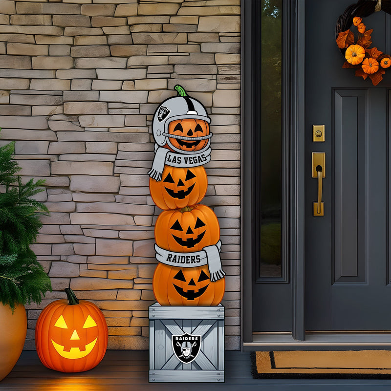 Load image into Gallery viewer, Fan Creations 46 inch NFL Las Vegas Raiders Stacked Pumpkin Leaner - Scarf
