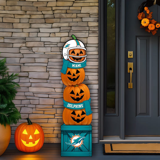 Fan Creations 46 inch NFL Miami Dolphins Stacked Pumpkin Leaner - Scarf