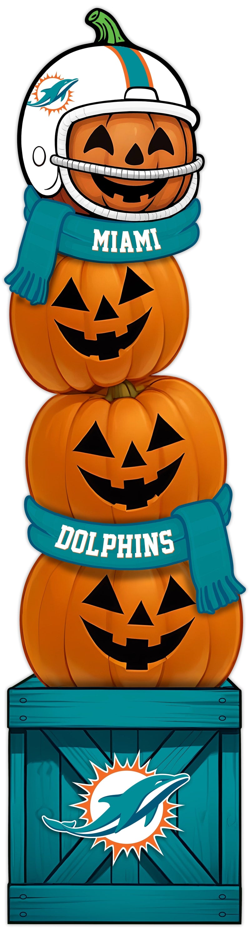 Load image into Gallery viewer, Fan Creations 46 inch NFL Miami Dolphins Stacked Pumpkin Leaner - Scarf
