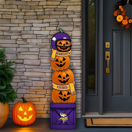 Fan Creations 46 inch NFL Minnesota Vikings Stacked Pumpkin Leaner - Scarf
