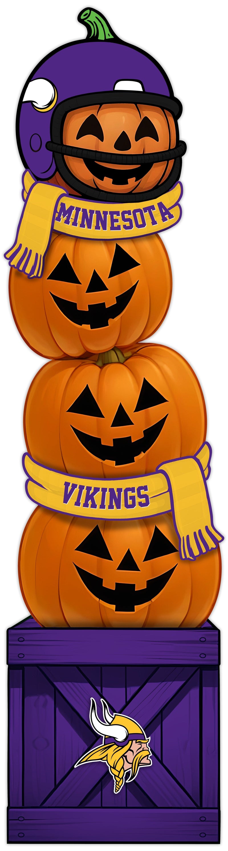Load image into Gallery viewer, Fan Creations 46 inch NFL Minnesota Vikings Stacked Pumpkin Leaner - Scarf
