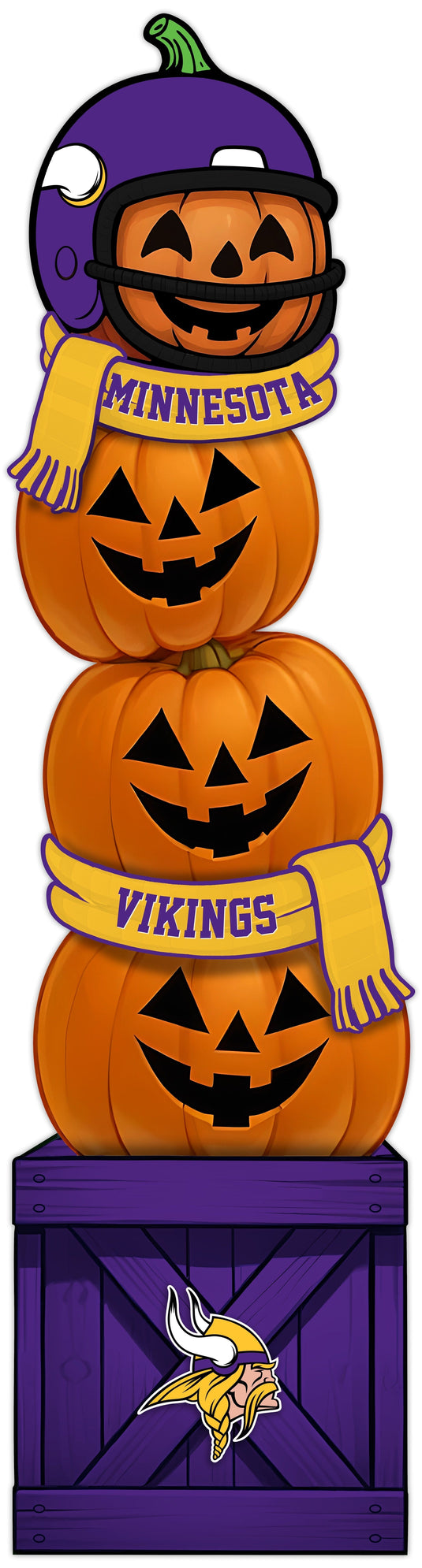 Fan Creations 46 inch NFL Minnesota Vikings Stacked Pumpkin Leaner - Scarf