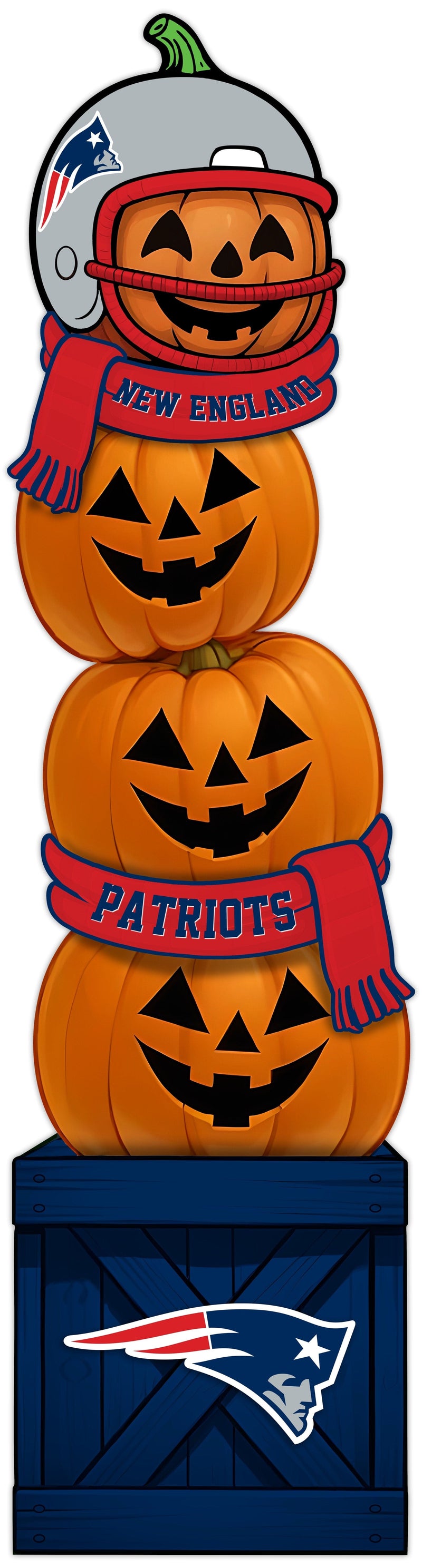 Load image into Gallery viewer, Fan Creations 46 inch NFL New England Patriots Stacked Pumpkin Leaner - Scarf
