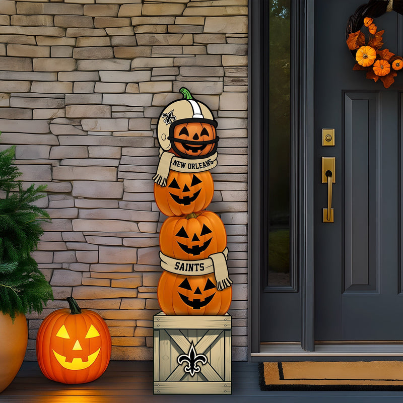 Load image into Gallery viewer, Fan Creations 46 inch NFL New Orleans Saints Stacked Pumpkin Leaner - Scarf
