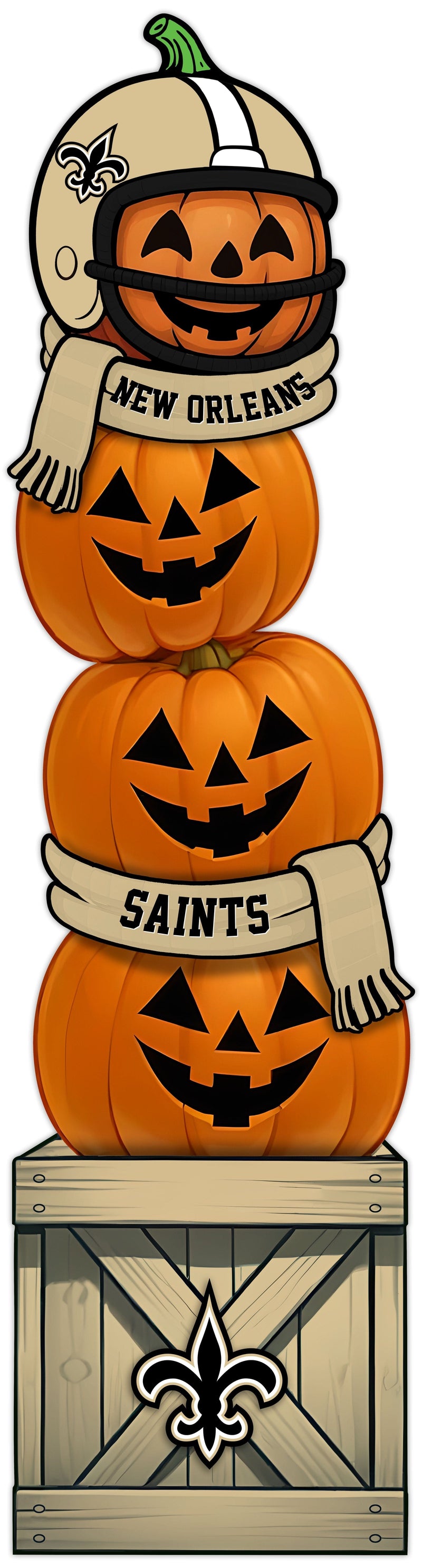 Load image into Gallery viewer, Fan Creations 46 inch NFL New Orleans Saints Stacked Pumpkin Leaner - Scarf
