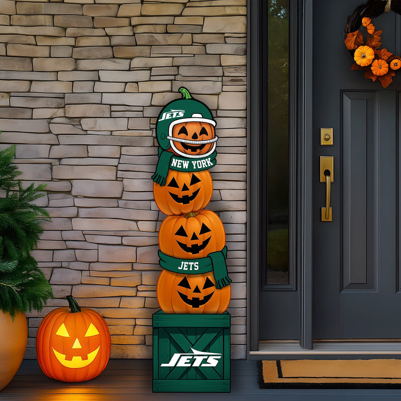 Load image into Gallery viewer, Fan Creations 46 inch NFL New York Jets Stacked Pumpkin Leaner - Scarf
