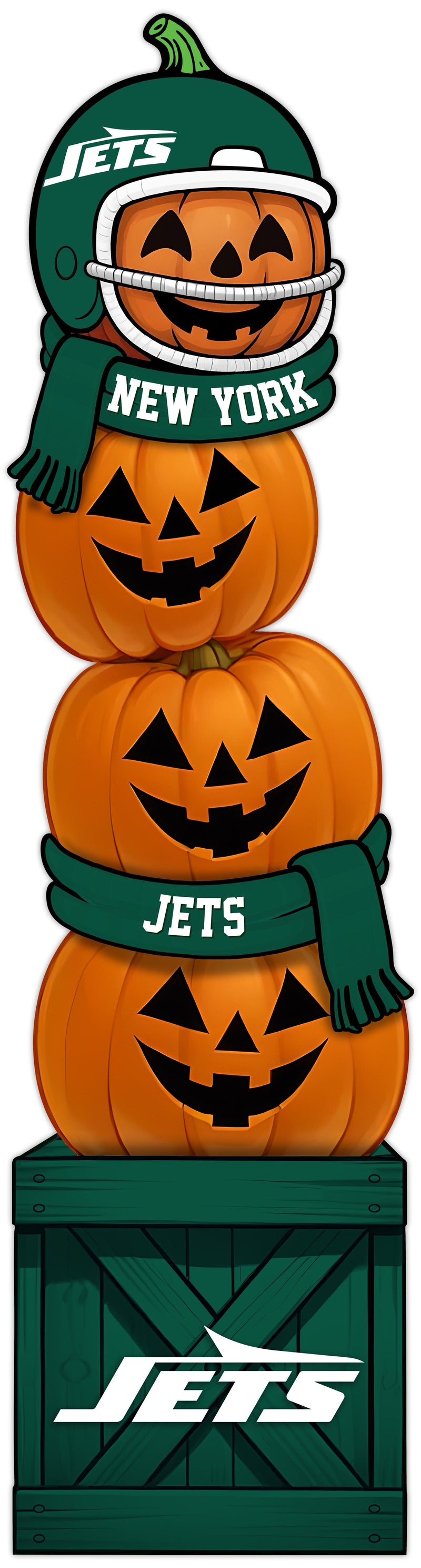 Load image into Gallery viewer, Fan Creations 46 inch NFL New York Jets Stacked Pumpkin Leaner - Scarf
