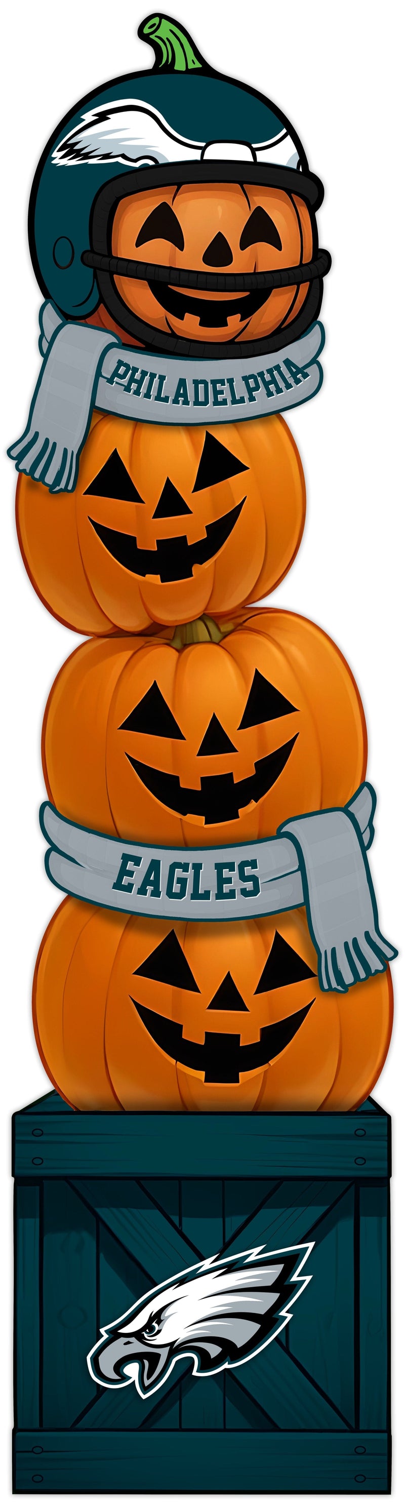Load image into Gallery viewer, Fan Creations 46 inch NFL Philadelphia Eagles Stacked Pumpkin Leaner - Scarf
