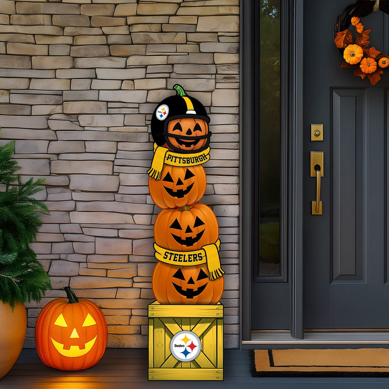 Load image into Gallery viewer, Fan Creations 46 inch NFL Pittsburgh Steelers Stacked Pumpkin Leaner - Scarf
