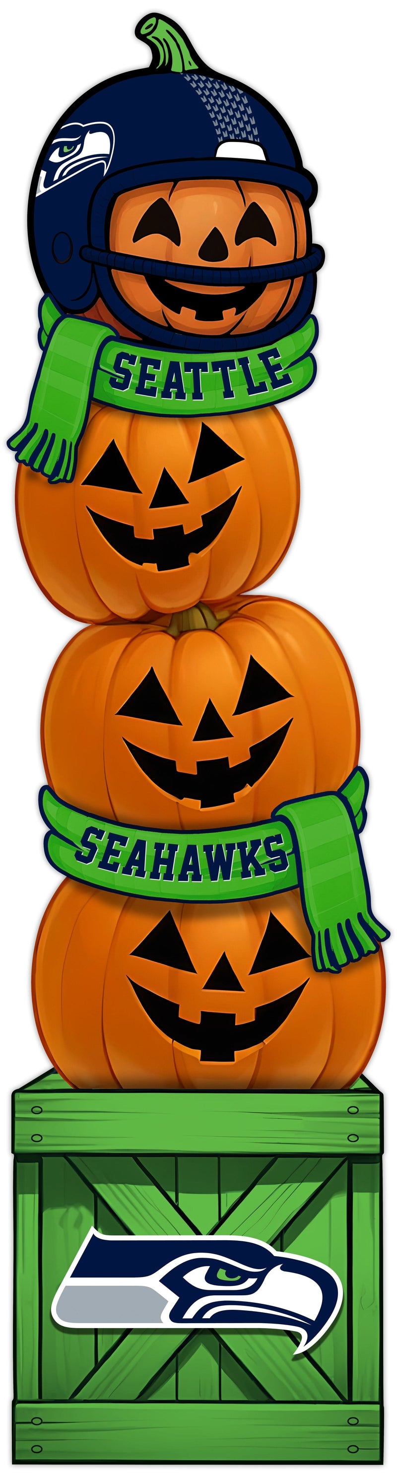 Load image into Gallery viewer, Fan Creations 46 inch NFL Seattle Seahawks Stacked Pumpkin Leaner - Scarf
