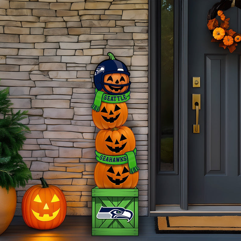 Load image into Gallery viewer, Fan Creations 46 inch NFL Seattle Seahawks Stacked Pumpkin Leaner - Scarf
