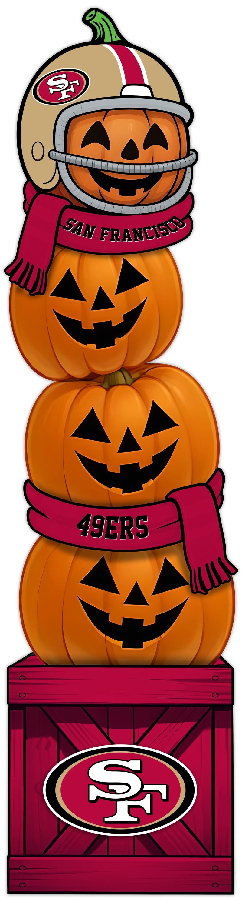 Load image into Gallery viewer, Fan Creations 46 inch NFL San Francisco 49ers Stacked Pumpkin Leaner - Scarf
