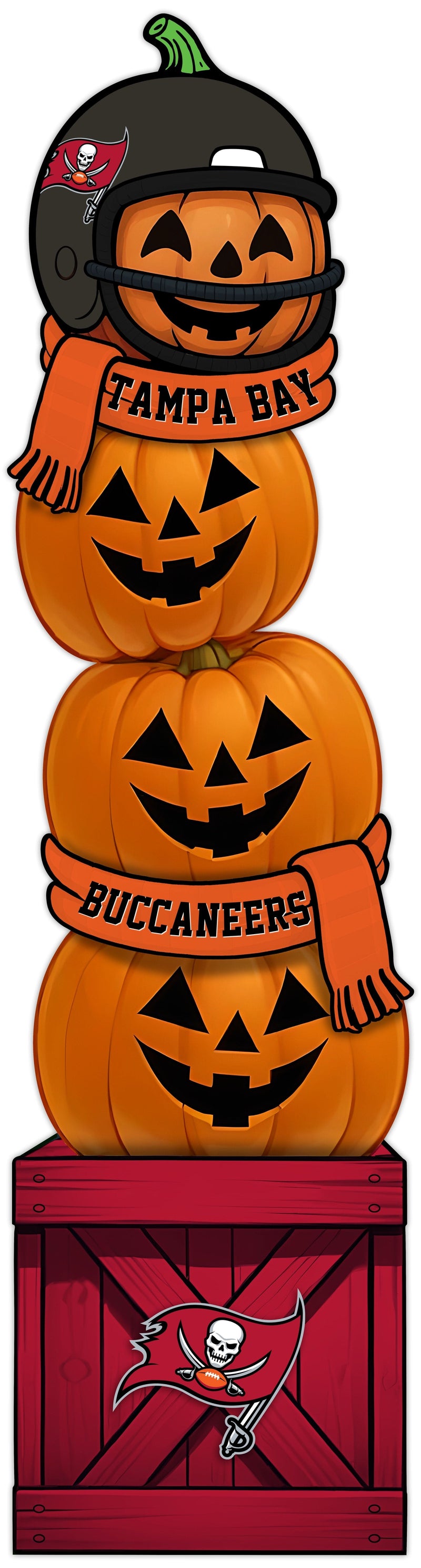 Load image into Gallery viewer, Fan Creations 46 inch NFL Tampa Bay Buccaneers Stacked Pumpkin Leaner - Scarf
