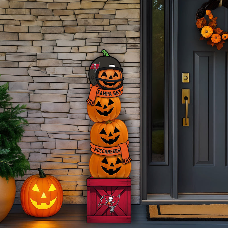 Load image into Gallery viewer, Fan Creations 46 inch NFL Tampa Bay Buccaneers Stacked Pumpkin Leaner - Scarf
