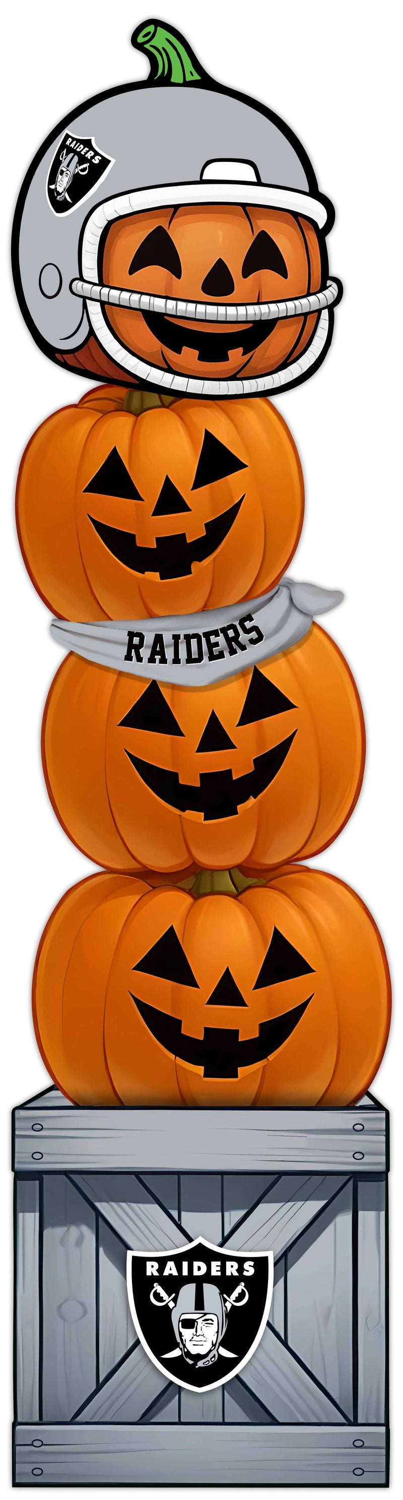 Load image into Gallery viewer, Fan Creations 46 inch NFL Las Vegas Raiders Stacked Pumpkin Bandana - Scarf
